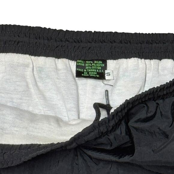 Lined Wind Suit Pants Vintage 80s Nylon Black Neon Pink Purple Yellow Small - Picture 2 of 4